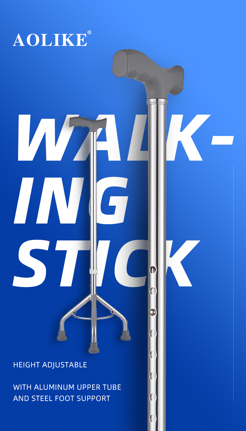 Ayudantes para caminar de aluminio para discapacitados o ancianos Terapia de rehabilitación de caña Suministros con tres patas ALK526